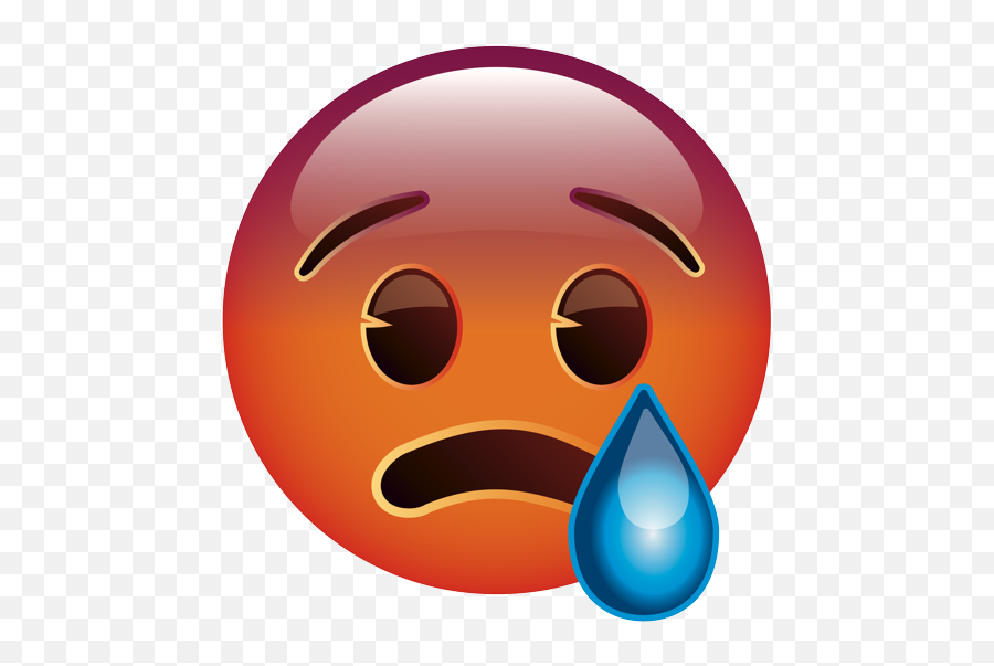 Red Face Emoji With Tear - Crying Sad Face Emoji Red,Emojis With Tears