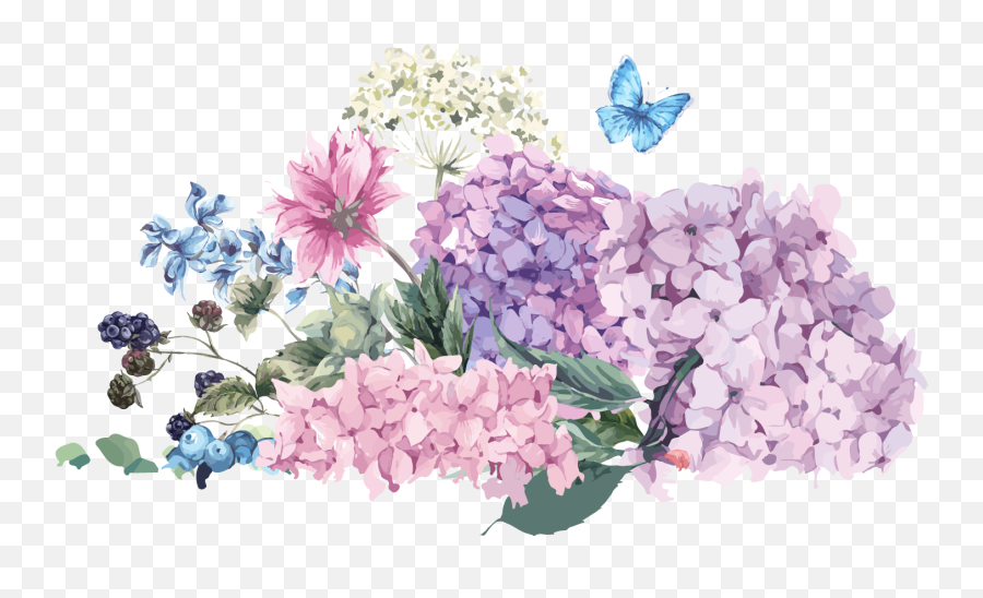 Download Flower Bouquet Hydrangea Wedding Illustration - Vintage Flower Pot Vector Emoji,Bouquet Of Flowers Emoticon