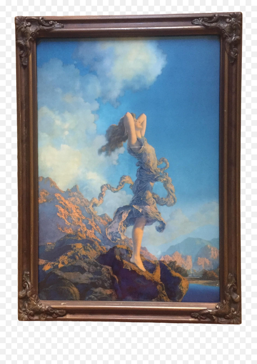 1920s Edison Mazda Ecstasy Art Deco Maxfield Parrish Lithograph Framed - Canyon Maxfield Parrish Paintings Emoji,Emotion Art Abstract Ecstasy