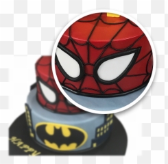 Superhero Cake - Spiderman And Batman Tier Cake Emoji,Batman With Bat Emojis Cake