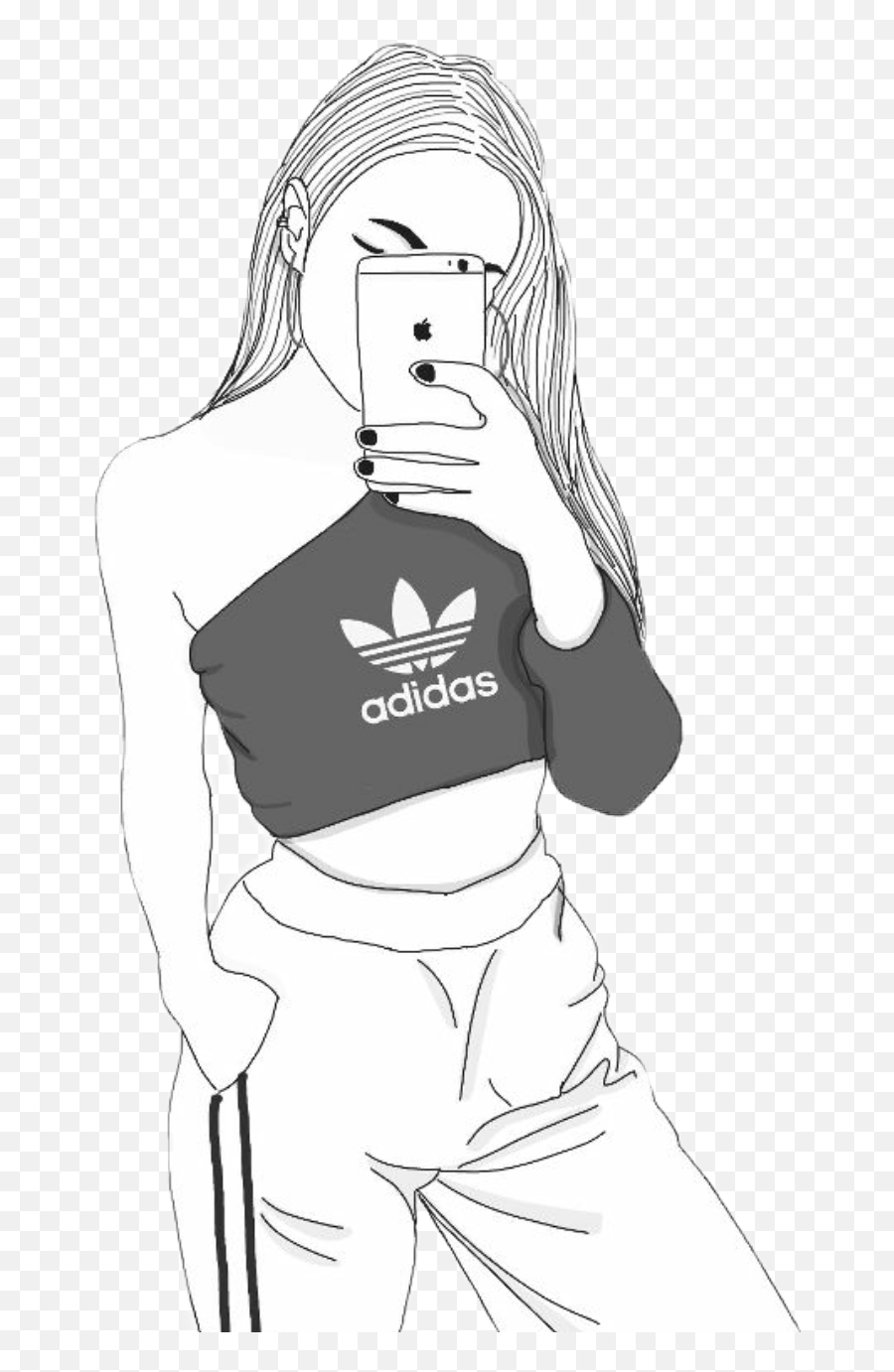 Girl Tumblr Blackandwhite Adidasgirl - Adidas Attitude Girl Drawing Emoji,Adidas Emoji Iphone