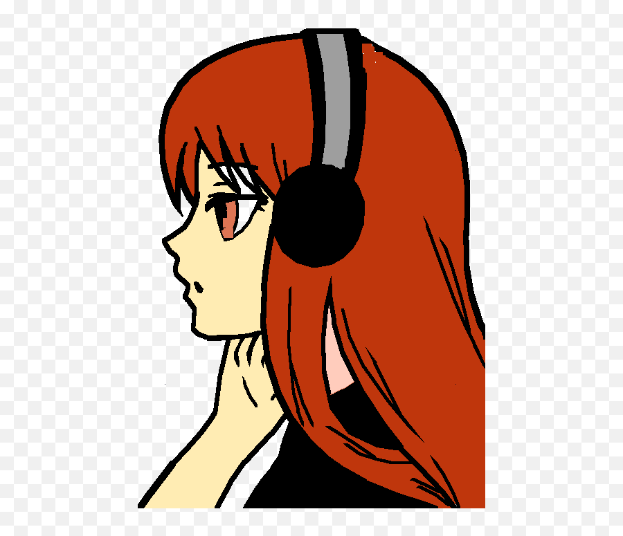 Me Listening 2 Music Hd Png Download - Anime Girl Listening To Music Drawing Emoji,Moan Emoji