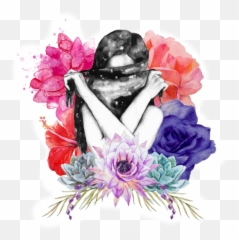 Watercolor Acuarela Sticker Sticker - Watercolor Woman With Flowers Emoji,Acuarela Emojis