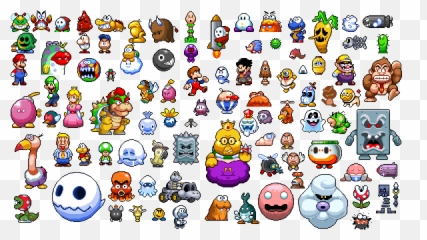 A Collage Of Every Mario Character Ive - Super Mario Character Collage Emoji,Mario Emoticon 1 Up