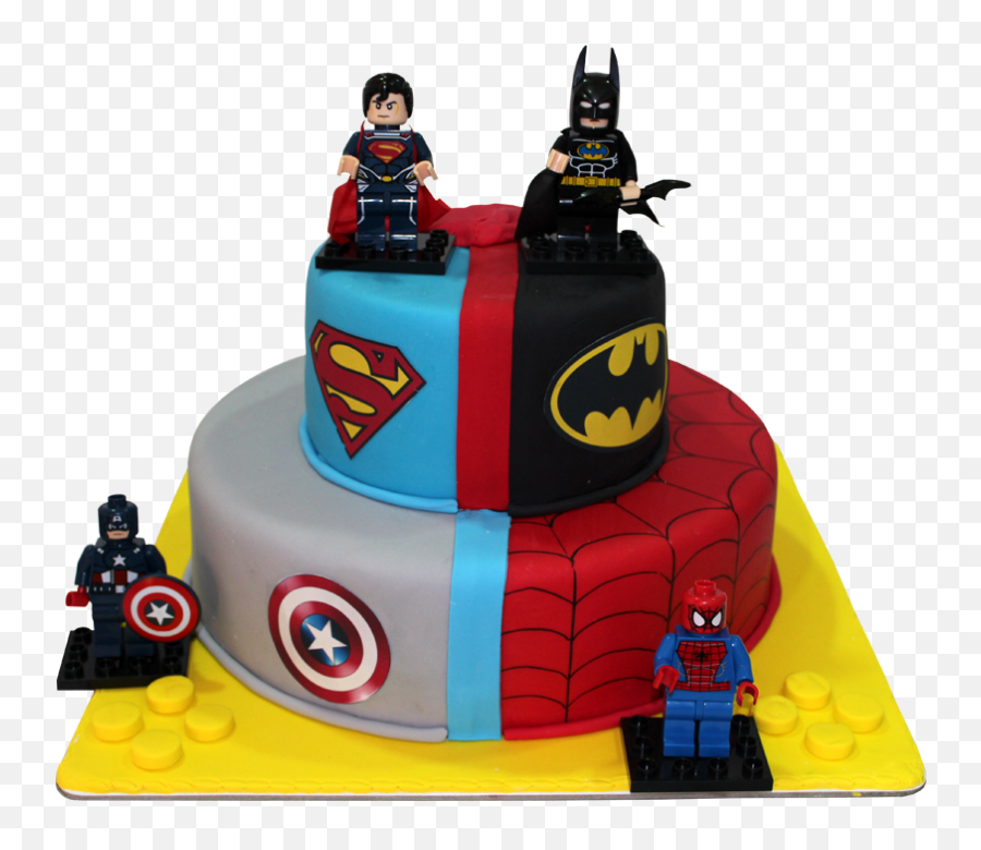Lego Superheroes Cake - Avengers Birthday Cake Png Emoji,Batman With Bat Emojis Cake