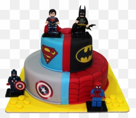 Lego Superheroes Cake - Avengers Birthday Cake Png Emoji,Batman With Bat Emojis Cake