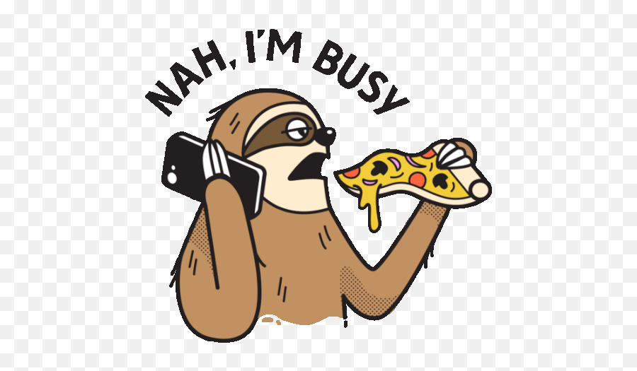 Busy Sloth Eating Pizza Sticker - Lethargic Bliss Im Busy Emoji,Emojis Animated Sloth