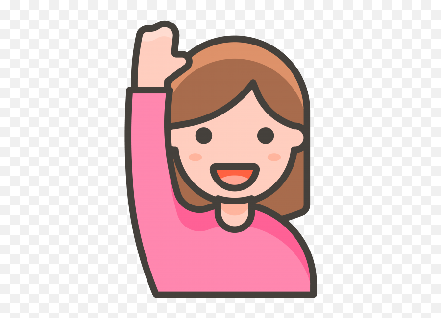 Woman Raising Hand Emoji - Cartoon Raise Hand Icon,Hand Emojis