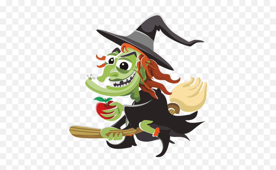 Caricatura Editable Designs - Vector Cartoon Halloween Characters Emoji,Witch On Broom Emoticon