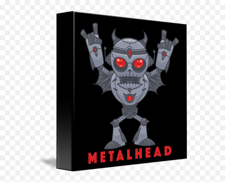 Metalhead - Cool Metal Art Robot Emoji,Heavy Meatal Horns Emoticon