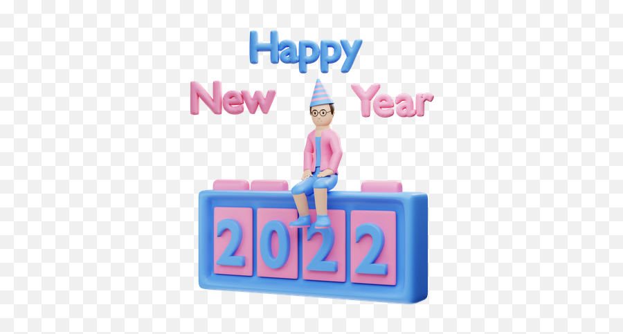 Premium Young Boy Celebrate 2022 New Year 3d Illustration Emoji,Happy New Year Emoji 2022