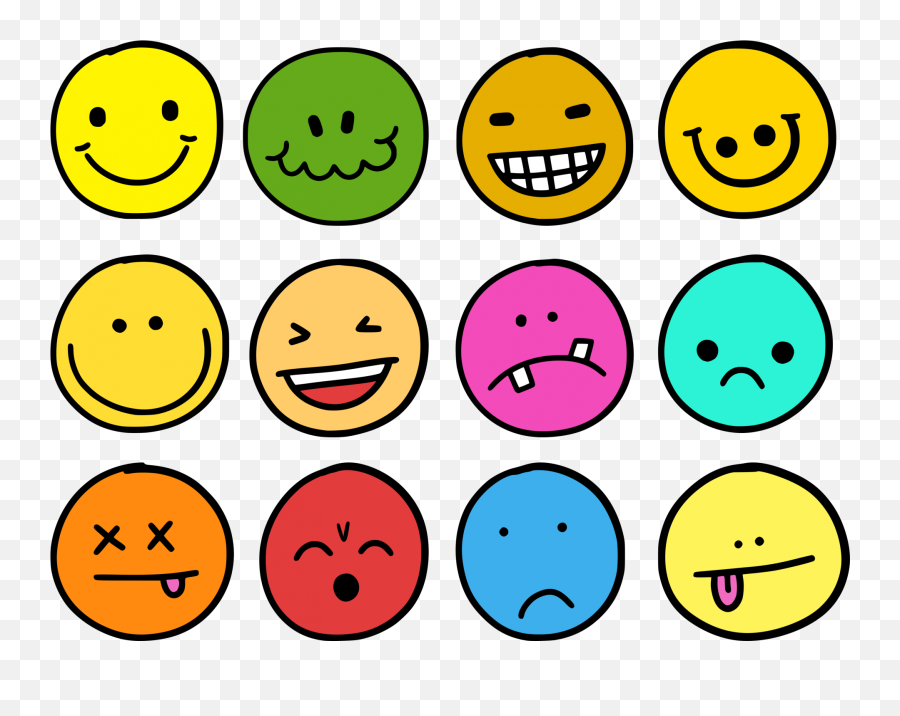 Colour Emoticon Doodles Free Stock - Emoji Doodle,Free Emoticons