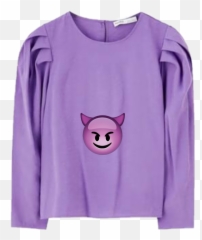 Maglietta Viola Diavolo Sticker - Long Sleeve Emoji,Pig Emoji Shirt
