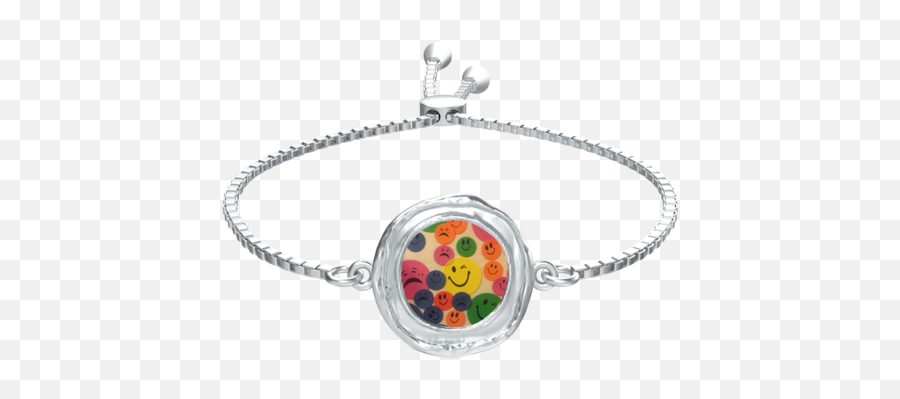 Emojis Coin Slider Bracelet In Silver - Solid Emoji,Jewelry Emojis