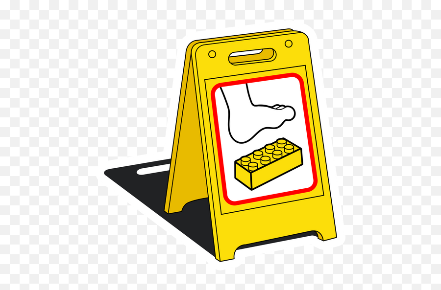 Caution Sign Lego On The Floor Sticker - Sticker Mania Horizontal Emoji,Lego Emoji