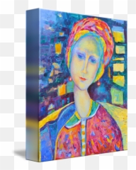 Sitting Woman Portrait After Modigliani - Horizontal Emoji,Contemporary Art Portrait Emotion