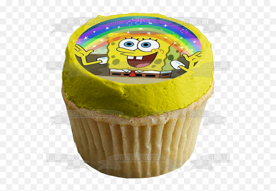 Spongebob Squarepants Rainbow Bikini Bottom Edible Cake Topper Image Abpid08408 - 25th Birthday Spongebob Cupcake Emoji,Spongebob Facebook Emoticon Meme