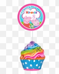 Peppa Pig Cupcake Toppers Rings Set Of - Cupcake Pillow Emoji,Emoji Cupcake Rings