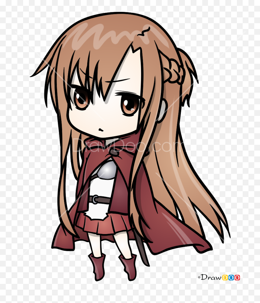 How To Draw Asuna Chibi Sword Art Online - Asuna Drawing Easy Emoji,Asuna Emoji