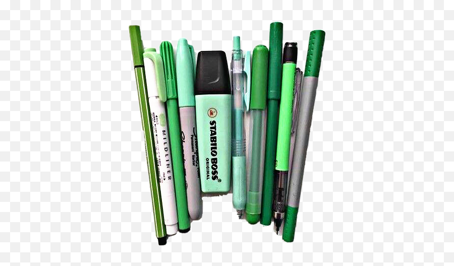 Green Pens Pencils Office Sticker - Marking Tool Emoji,Emoji Pens