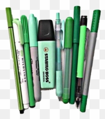 Green Pens Pencils Office Sticker - Marking Tool Emoji,Emoji Pens