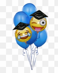 Graduation Graduationhat Grad Sticker - Blue Balloon Emoji,Graduate Emoticon