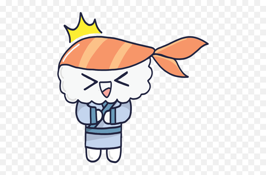 Laughing Kawaii Sushi Boy Cartoon - Kawaii Sushi Cartoon Emoji,Facebook Emoticon Nigiri