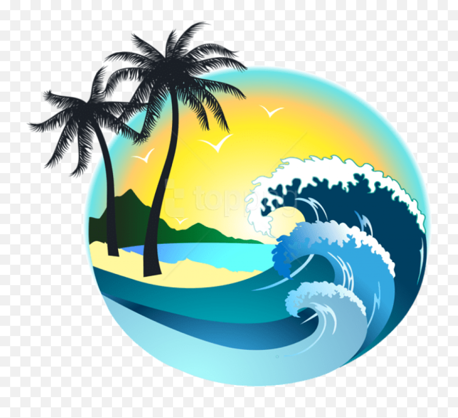 Ocean Clipart Png - Free Png Download Summer Sea Decor Beach Wave Clipart Png Emoji,Summer Emojis Stock Image