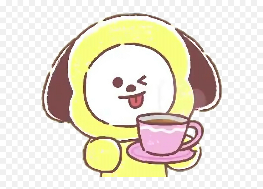 Bt21 Chimmy Tea Coffee Cute Sticker - Bt21 Chimmy Tea Emoji,Kawaii Tea Set Emoji