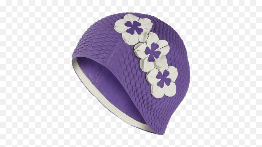 Purple Swimming Hat With Flowers - Hat With 3 Flowers Emoji,Flower Hat Emoji