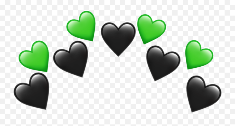 Black Heart Emoji Crown Transparent - Novocomtop Green And Black Emoji Hearts Transparent,Dark Green Heart Emoji