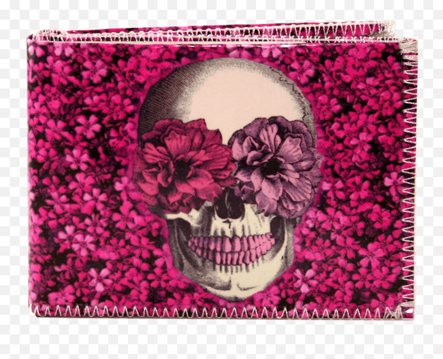 Billetera Calavera Flores - Comprar En Popday Flower Pink Skull Drawing Emoji,Flores Para Facebook Emoticon