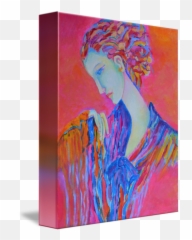 Woman Painting Portrait Pink Blue - Blue And Pink Painting Portrait Emoji,Contemporary Art Portrait Emotion