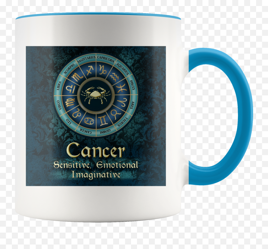 Blue Zodiac Cancer Astrology Accent Color Coffee Mug Emoji,Libra And Emotions