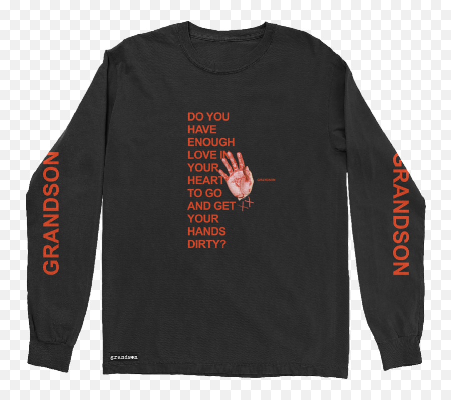 Severed Hand Type Long Sleeve T - Shirt Emoji,I Love You Hand Sign Emoticon