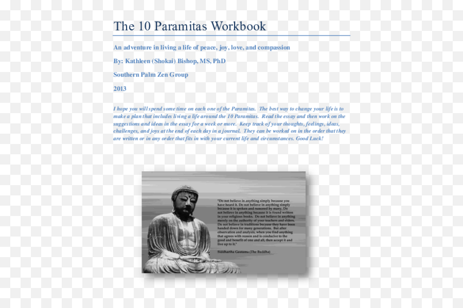 The 10 Paramitas Workbook - Document Emoji,Siddhartha Emotion Quotes