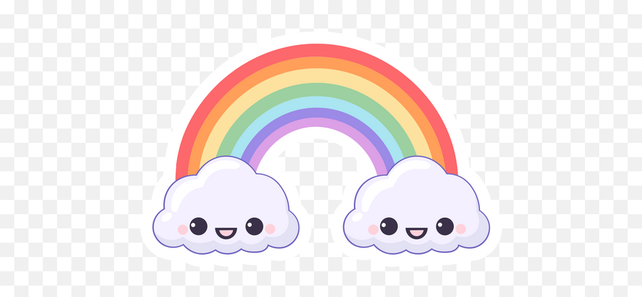 Rainbow And Cute Smiling Clouds Sticker - Sticker Mania Girly Emoji,Cute Smiles Kawaii Emoticon