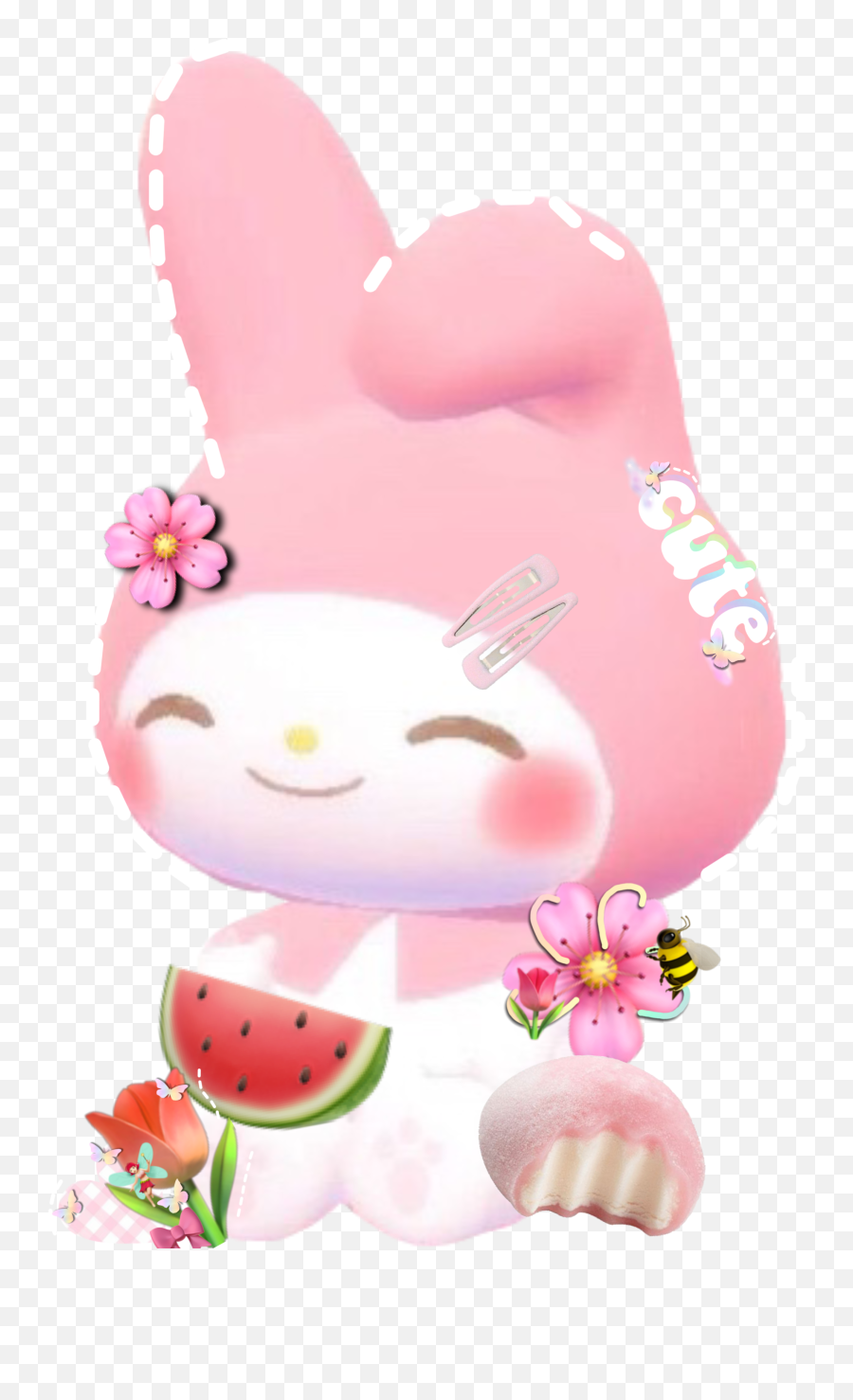 Soft Cute Melodi Emoji Hellokitty Image - Happy,Hello Kitty Emoji Joggers