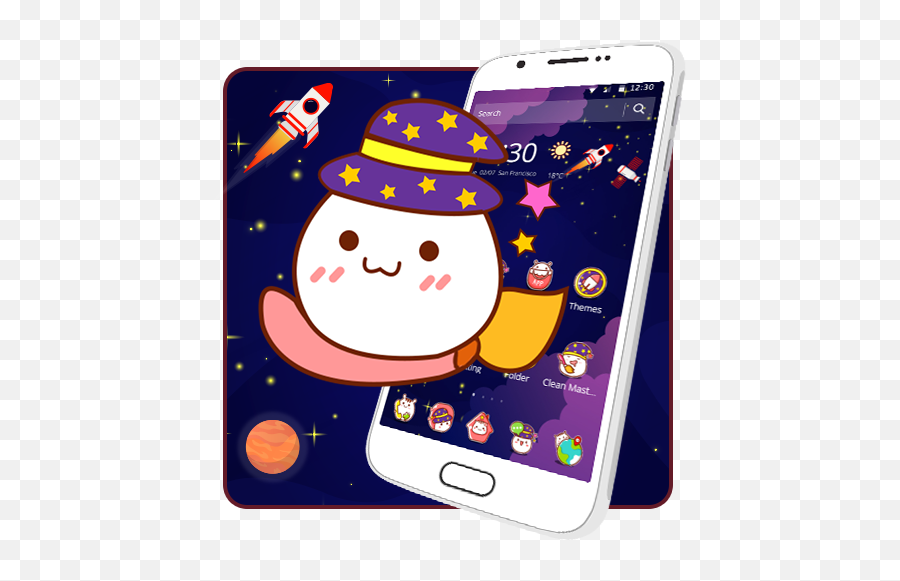 Space Cute Kawaii Theme For Android - Download Cafe Bazaar Smartphone Emoji,Snowman Emoji Android