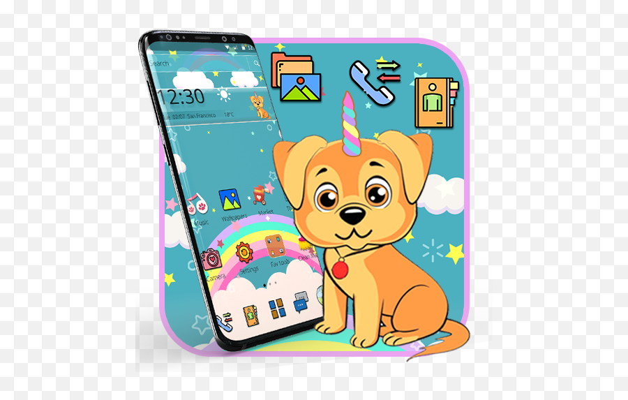 Cute Cartoon Unicorn Puppy Theme - Apps En Google Play Smartphone Emoji,Fiesta Con Tema De Emojis