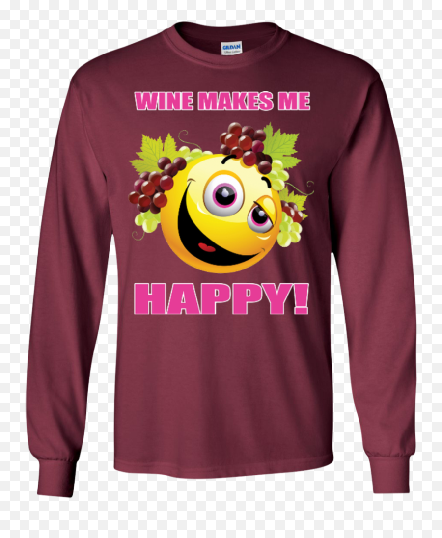 Wine Makes Me Happy - Ls Ultra Cotton Tshirt U2013 Teepapacom Stephen King Tshirts Emoji,Emoticon Bb