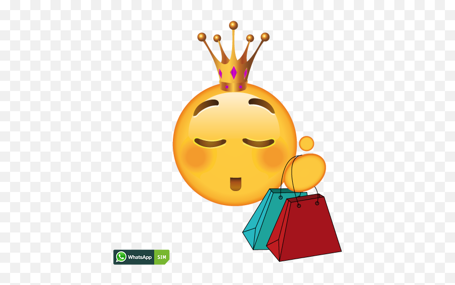 Erstauntes Emoji Mit Aufgeregtem Lachen Und Goldkrone - Erstauntes Emoji,Kussmund Emoticon