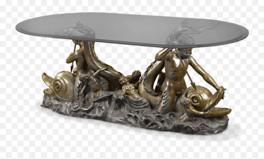 Antique Furniture Sculptural Furniture - Coffee Table Emoji,Work Emotion Bronze