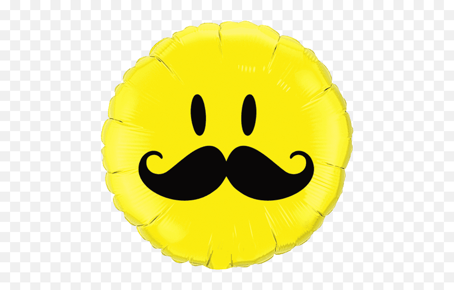 18 Yellow Smiley Face With Mustache Foil Balloon - Qualatex Balloons Fathers Day Emoji,Emoticon P=