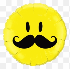 18 Yellow Smiley Face With Mustache Foil Balloon - Qualatex Balloons Fathers Day Emoji,Emoticon P=