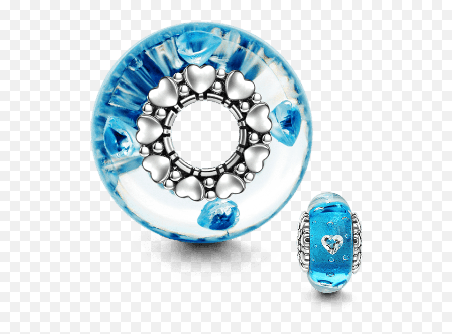 Blue Love Heart Core Charm Murano Glass - Bead Emoji,Emoji Charms