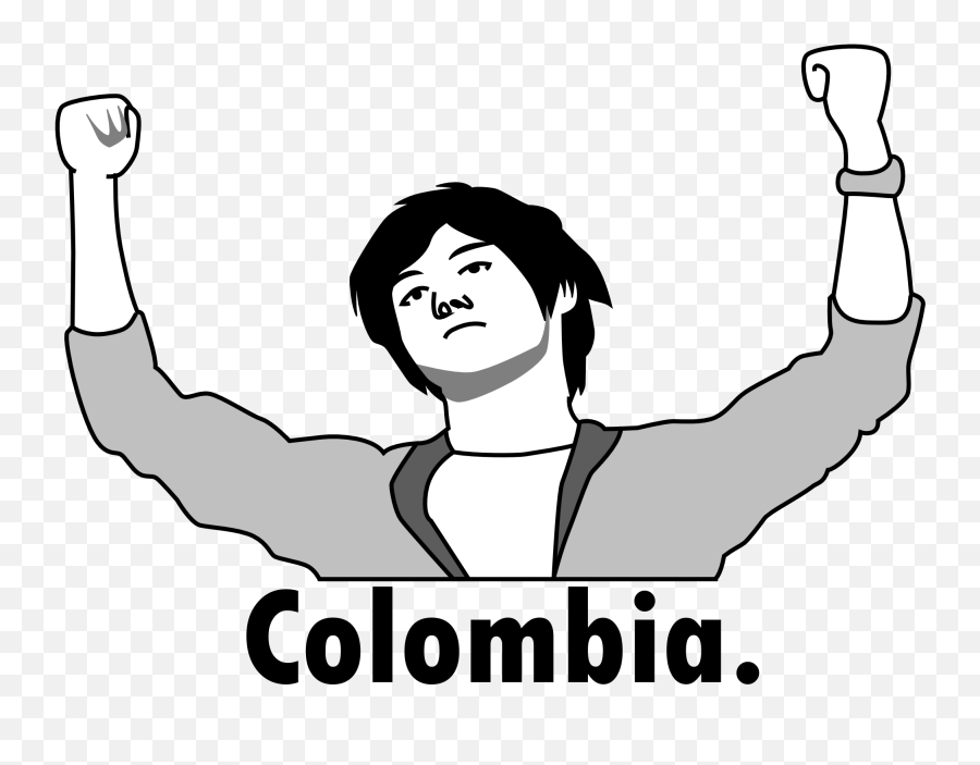 Colombia Rage Face Colombia Pose Know Your Meme - Victory Arms Emoji,Male Face Pose Emotion