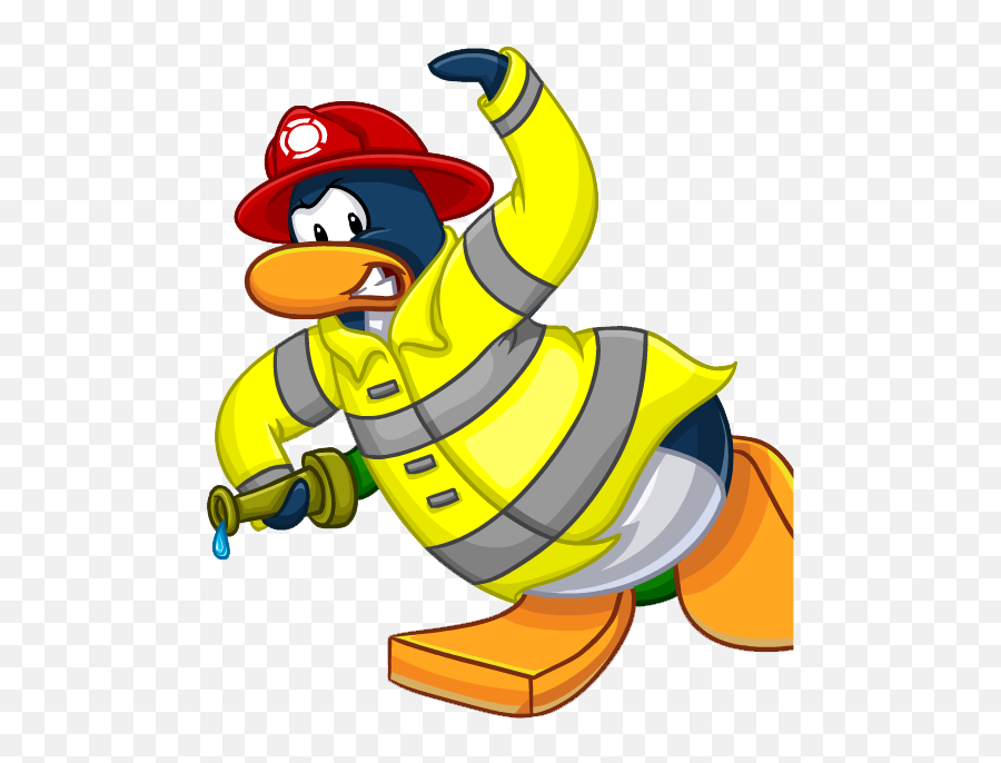 Traje De Bombero Club Penguin Clipart - Penguin Firefighter Emoji,Emojis De Pinguinos