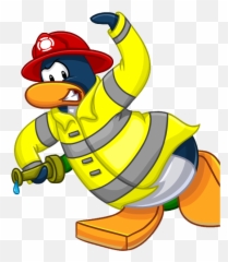 Traje De Bombero Club Penguin Clipart - Penguin Firefighter Emoji,Emojis De Pinguinos