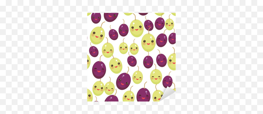 Green And Red Grapes Seamless Pattern Kawaii Funny Face With - Grape Emoji,Sexy Eyes Kawaii Emoticon